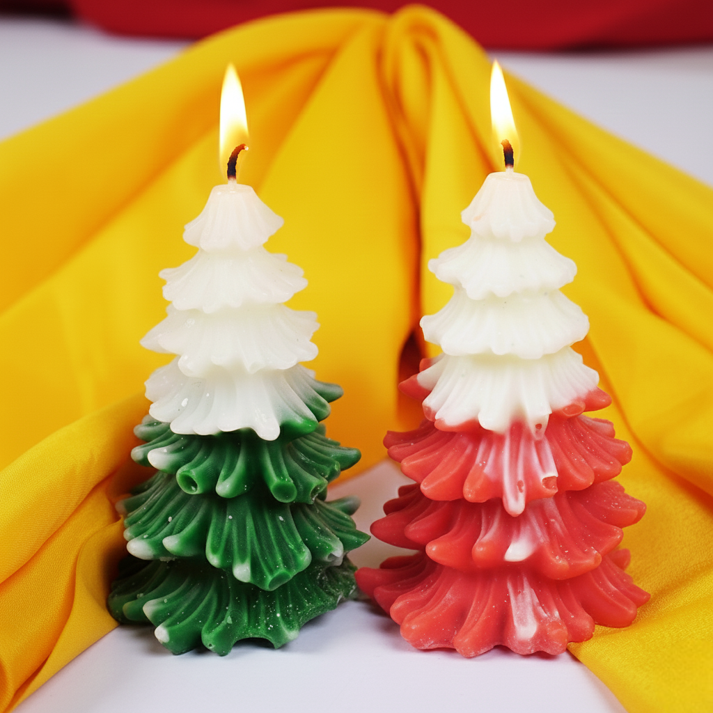 Set of 2 Festive Christmas Tree Sceneted Candles