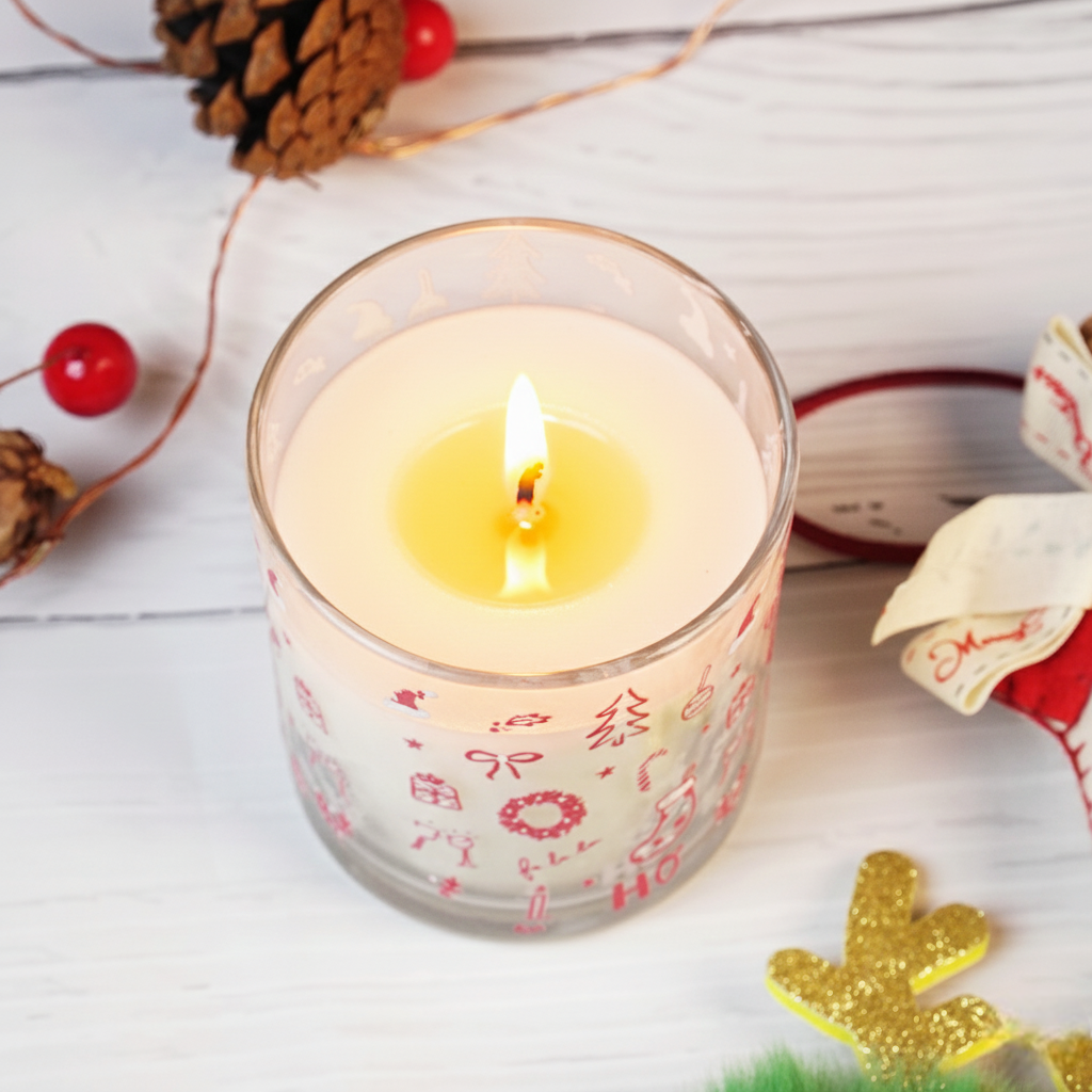 Set-3 Christmas Ho Ho Ho Scented Glass Candles