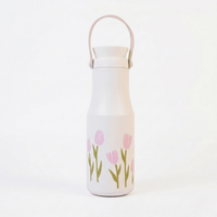 Aesthetic Pink floral Bottle| Leak Prof Stainless Steel Bottle ( 500 ML ) - Memories InsiteBLOOM tulip 500 ml white milk bottle