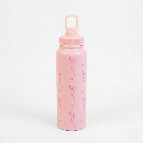 Cute Bow Print Stainless Steel Water Bottle
