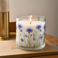 Blue Wildflower Scented Candle in Glass Jar | Calming Floral Aroma & Elegant Home Décor
