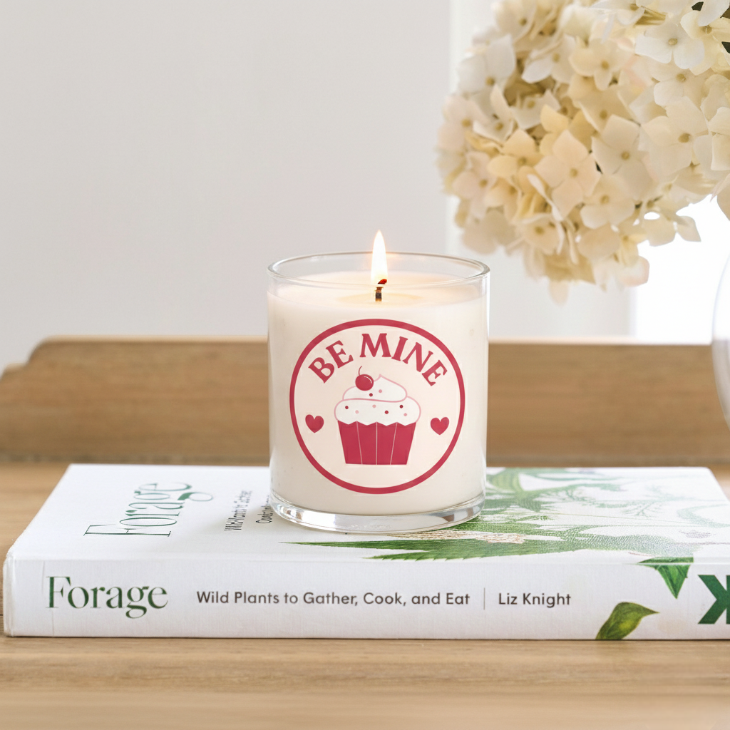 Be Mine Cupcake Scented Candle in Glass Jar | Cute Valentine Gift & Romantic Décor