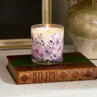 Lavender Purple Floral Scented Candle in Glass Jar | Elegant Home Décor & Relaxing Aroma