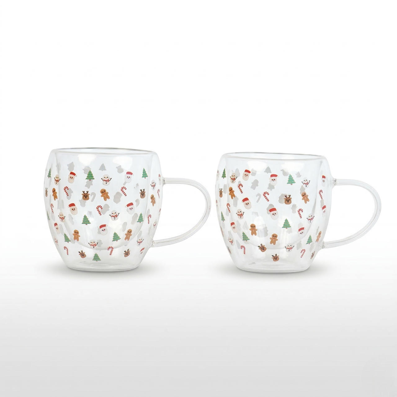 Set-2 Santa with Minis  -Double Wall Glass Mug