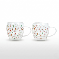 Set-2 Santa with Minis  -Double Wall Glass Mug