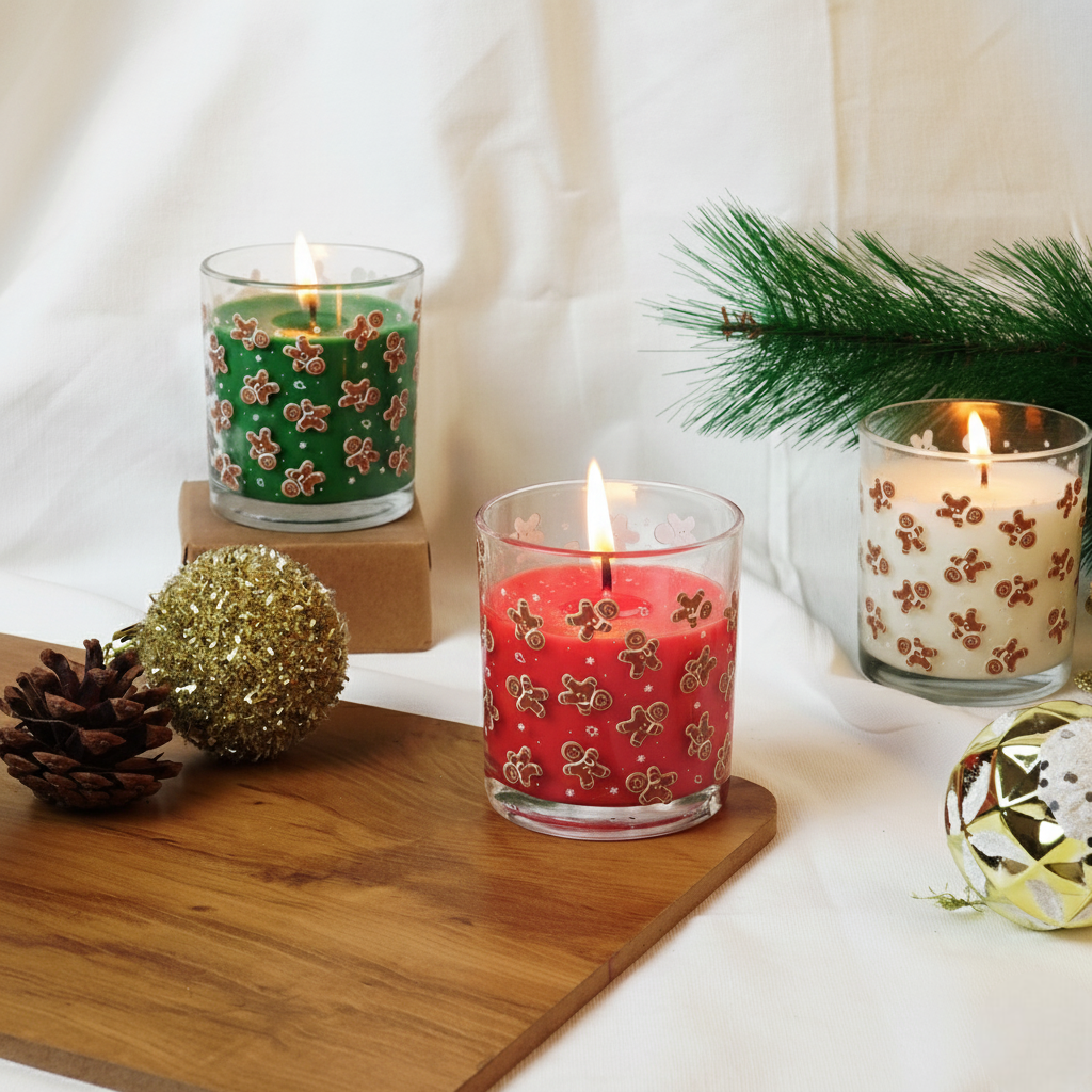 Set-3 Christmas Gingerbread Scented Glass Candles
