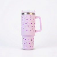 Floral Insulated Tumbler with Handle & Straw
