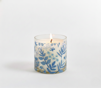 Blue Botanical Scented Candle in Glass Jar | Aesthetic Floral Home Décor Candle for Relaxation & Gifting