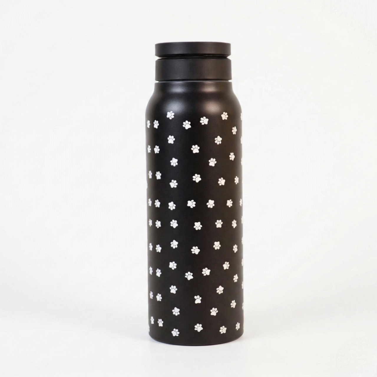 Black Paw Print Stainless Steel Water Bottle