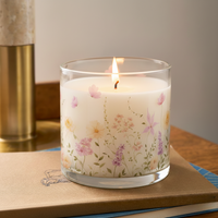 Pastel Floral Garden Scented Candle in Glass Jar | Soft Aroma & Elegant Home Décor