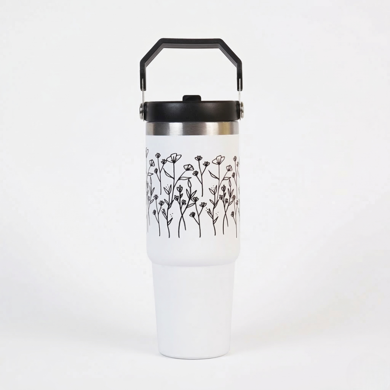 Customized FleurFlow Flipstraw Tumbler with Straw & Lid