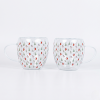 Set-2 Christmas Tree & Stocking -Double Wall Glass Mug