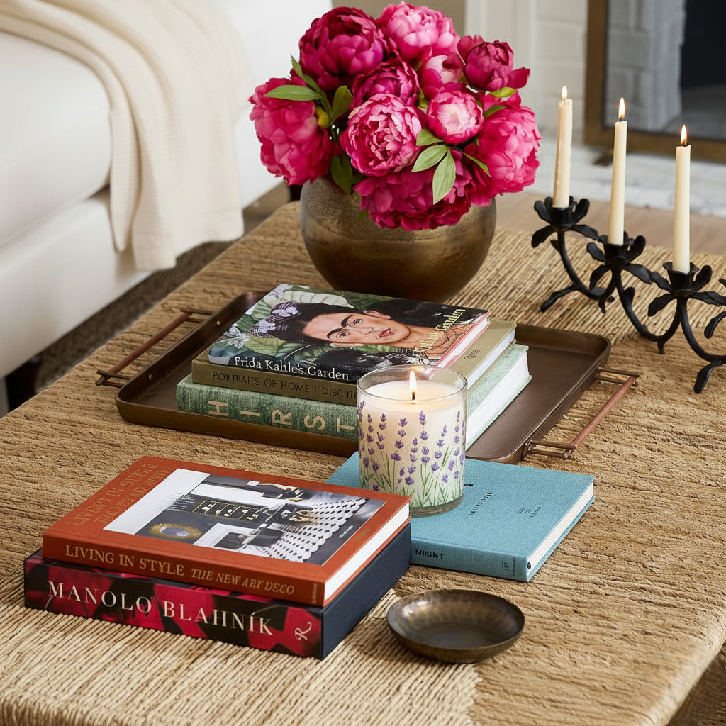 Lavender Floral Scented Candle in Glass Jar | Calming Aesthetic Home Décor Candle