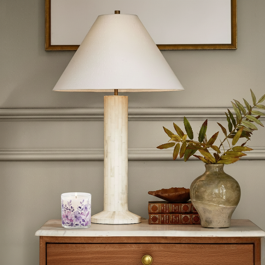 Lavender Purple Floral Scented Candle in Glass Jar | Elegant Home Décor & Relaxing Aroma