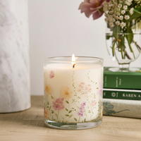 Pastel Floral Garden Scented Candle in Glass Jar | Soft Aroma & Elegant Home Décor