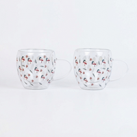 Set-2 Snowman -Double Wall Glass Mug