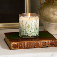 Green Leaf Floral Scented Candle in Glass Jar | Calm Nature-Inspired Home Décor Candle