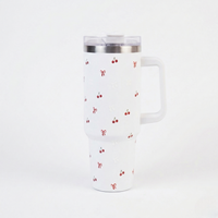Cherry Daze Insulated Travel Tumbler with Handle & Lid with straw