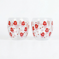 Set-2 Christmas Gloves  -Double Wall Glass Mug