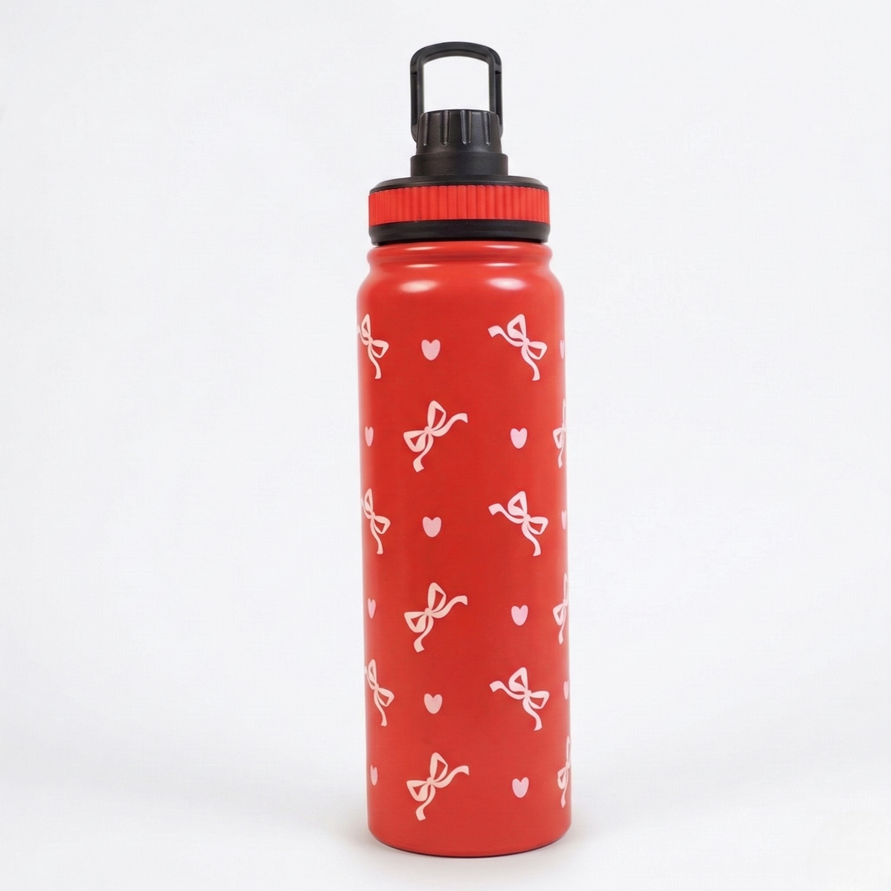 Cherry Bow Print Stainless Steel Water Bottle | Cute Aesthetic Bottle for Daily Use