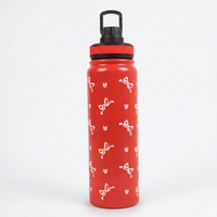 Cherry Bow Print Stainless Steel Water Bottle | Cute Aesthetic Bottle for Daily Use