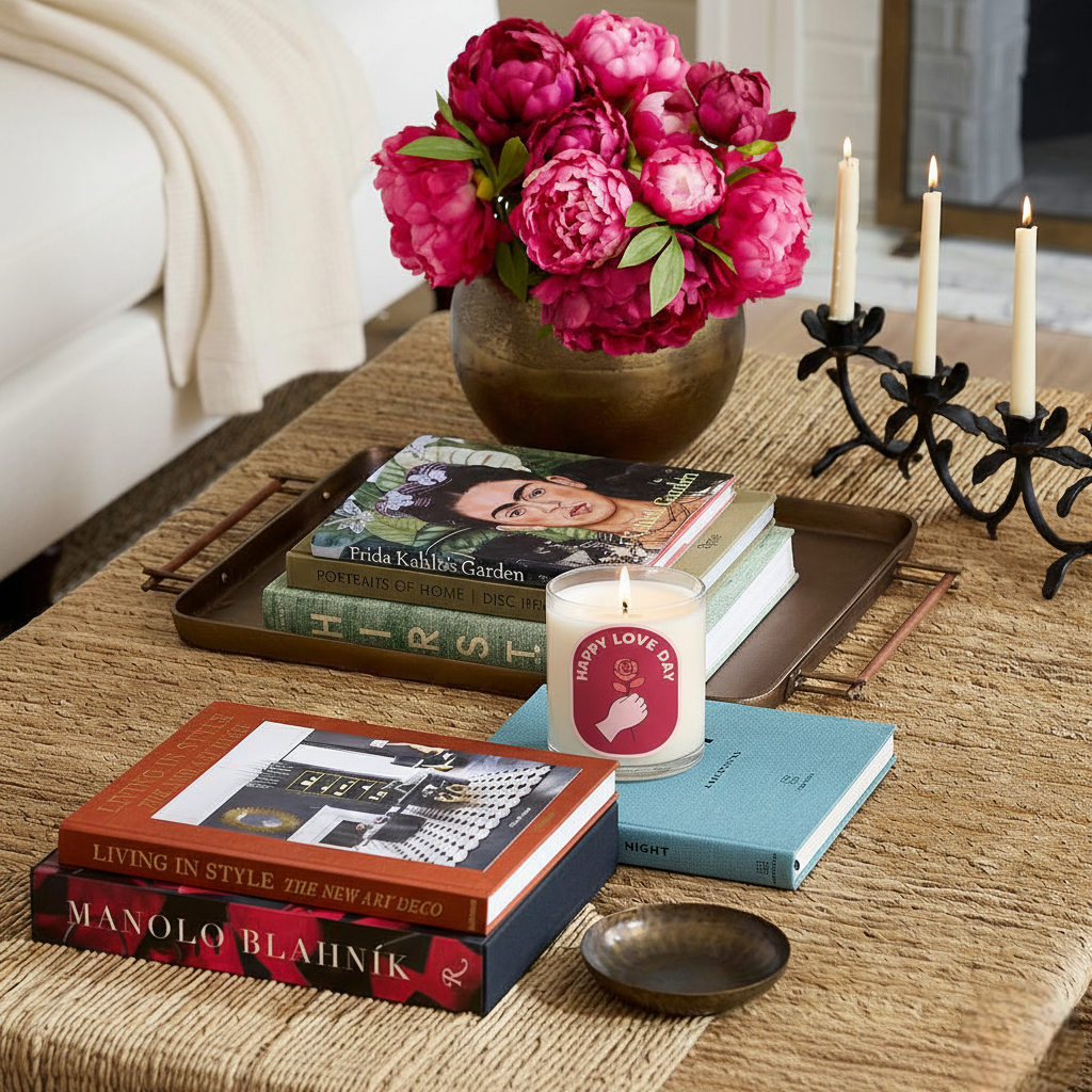 Happy Love Day Scented Candle in Glass Jar | Romantic Gift & Valentine Home Décor