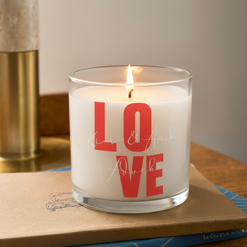 Personalized Love Scented Candle in Glass Jar | Romantic Custom Name Home Décor Candle