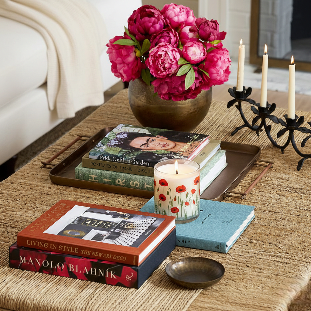 Red Poppy Floral Scented Candle in Glass Jar | Elegant Home Décor & Relaxing Aroma