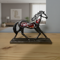 Elegant Metal Horse Showpiece with Crystal Accents