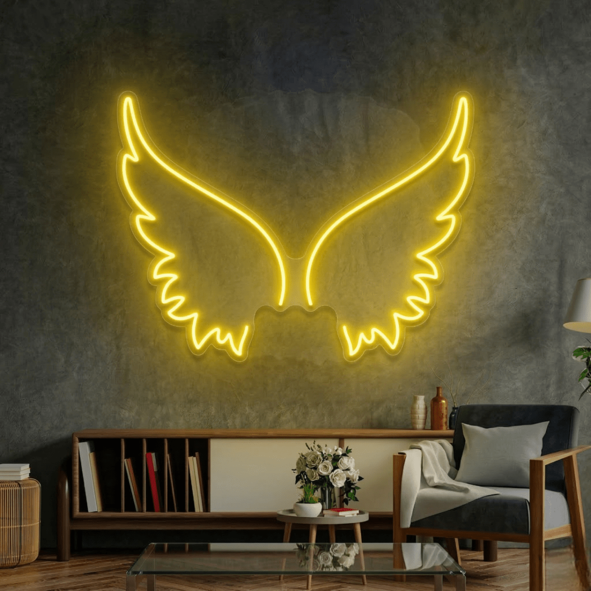 Angel Wings Neon LED Light – Vibrant Wall Décor for Bedrooms, Cafés & Creative Spaces - Memories InsiteANGELS WINGS NEON LIGHT- 36*30 inch-3