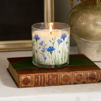 Blue Wildflower Scented Candle in Glass Jar | Calming Floral Aroma & Elegant Home Décor