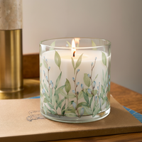 Green Leaf Floral Scented Candle in Glass Jar | Calm Nature-Inspired Home Décor Candle