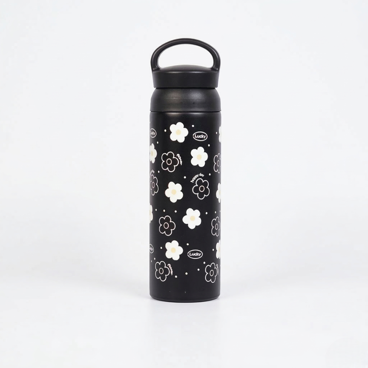 Black Floral Stainless Steel Insulated Tumbler