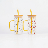 Set of 2 Sweet Hearts & Blooms Glass Tumbler Set