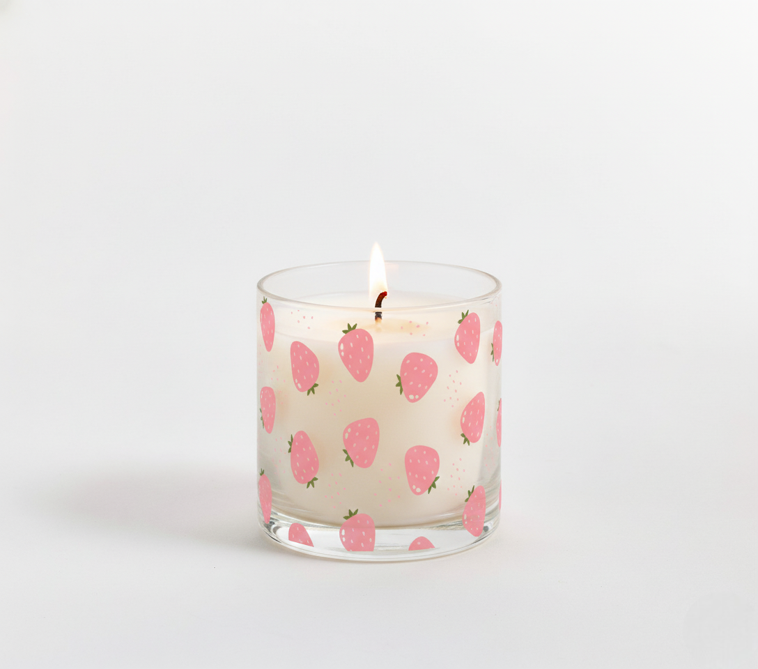 Strawberry Bliss Scented Candle in Glass Jar