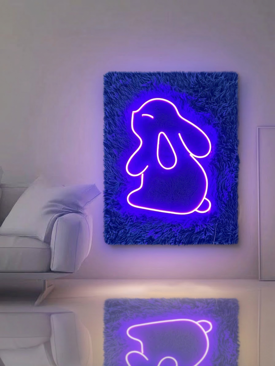 Cute Bunny Neon LED Light – Playful Wall Décor for Bedrooms & Kids’ Rooms