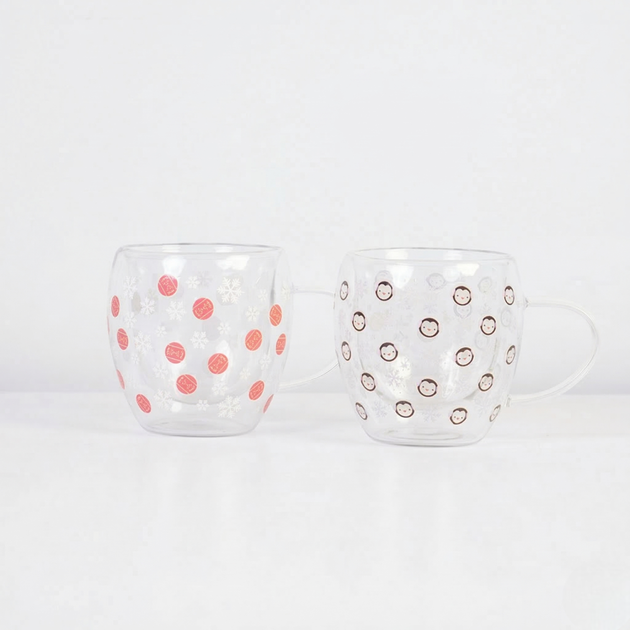 Set-2 Elegant Christmas Glass Mug