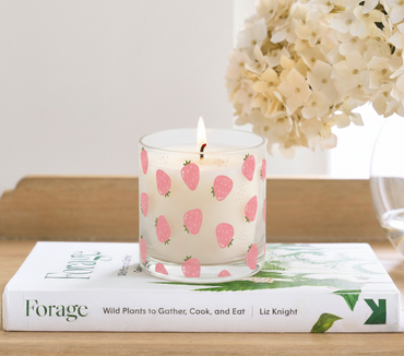 Strawberry Bliss Scented Candle in Glass Jar
