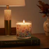 Pastel Wildflower Scented Candle in Glass Jar | Soft Aesthetic Home Décor Candle