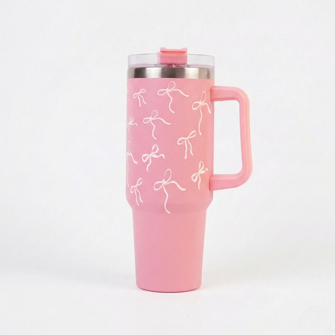 Pink Insulated Tumbler with Handle & Straw