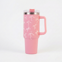 Pink Insulated Tumbler with Handle & Straw