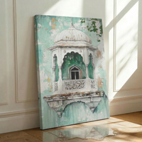 Vintage Jharokha Window Canvas Wall Art | Indian Heritage Architecture Painting