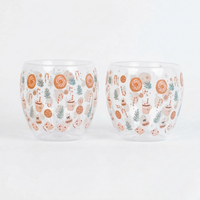 Set-2 Candy Cane & Christmas Treats  -Double Wall Glass Mug