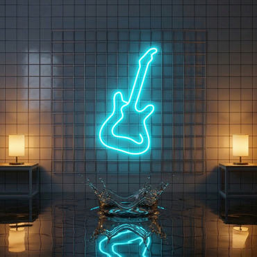 Neon Strings – Electric Guitar Wall Art