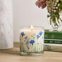 Blue Wildflower Scented Candle in Glass Jar | Calming Floral Aroma & Elegant Home Décor