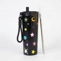 Galaxy Theme Stainless Steel Sipper Bottle with Straw
