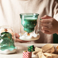 Christmas Tree Shaped Double Wall Glass Mug