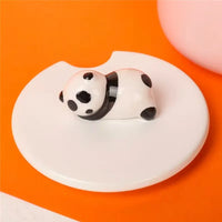 Cute Panda Mug with Hand Painted Lid and Steel Spoon