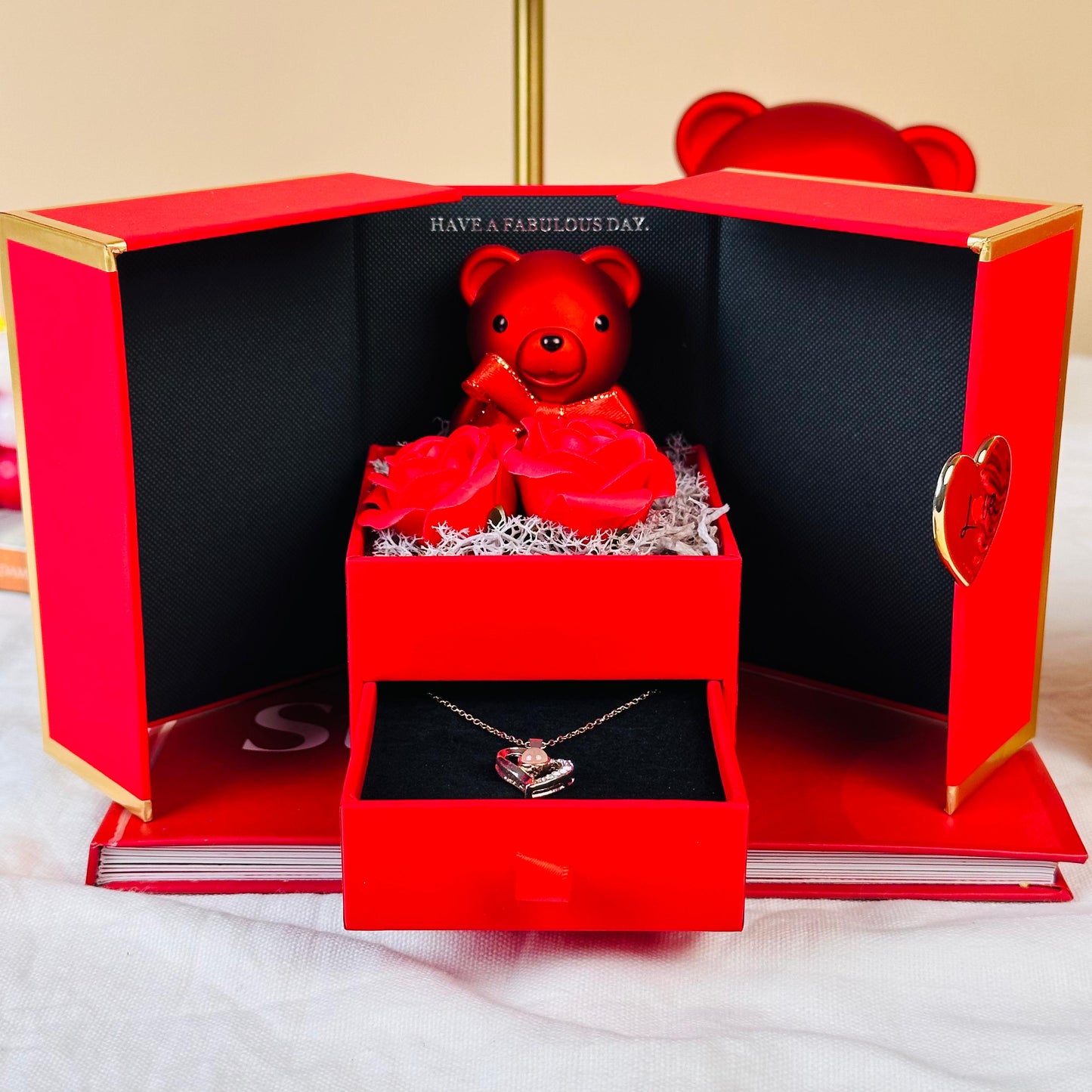 Luxury Surprise Gift Box with Roses & Teddy