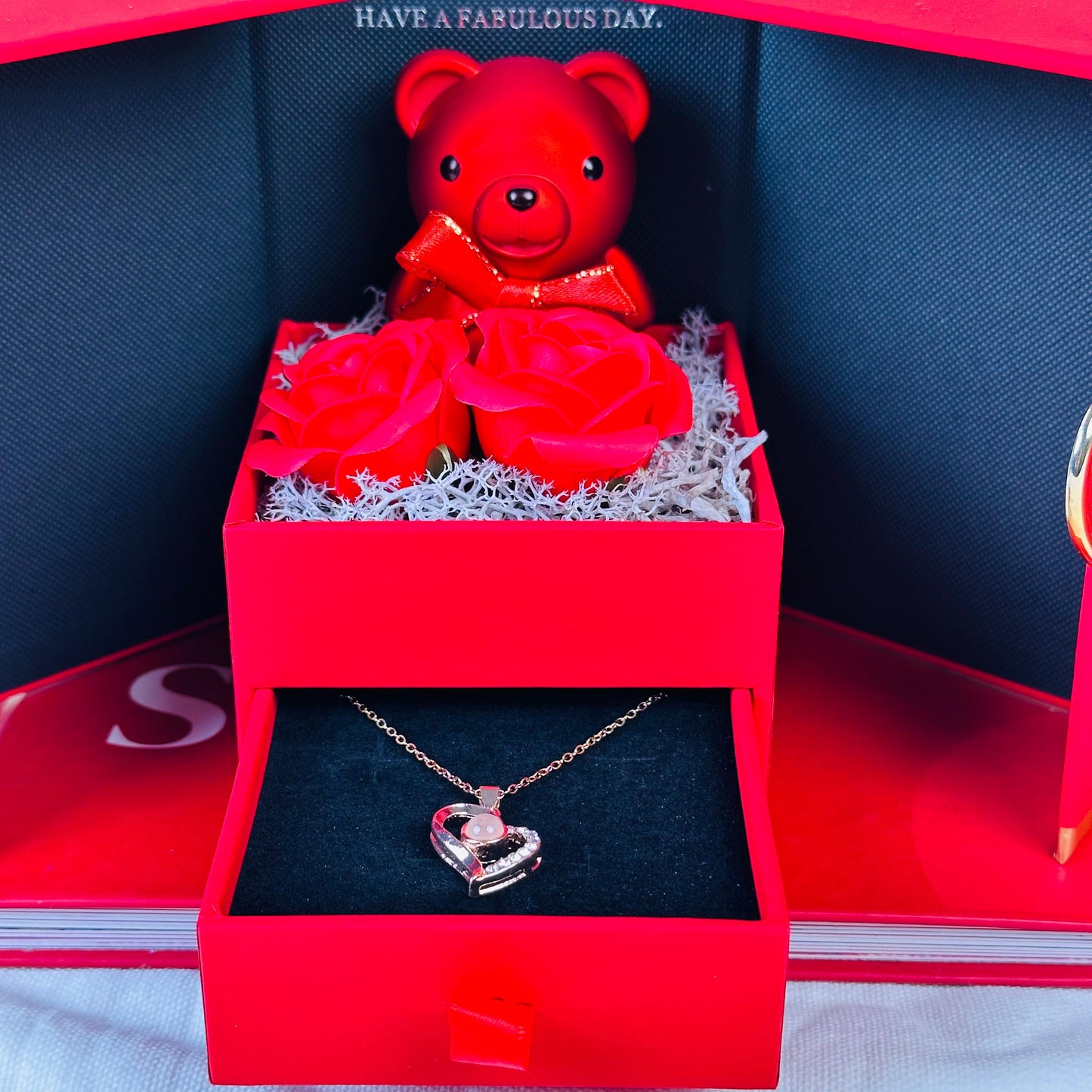 Luxury Surprise Gift Box with Roses & Teddy